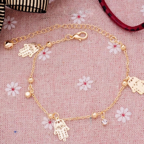3/$30 NEW! Hamsa Bracelet Boho Palm Pendant Cute Gold - Picture 3 of 5